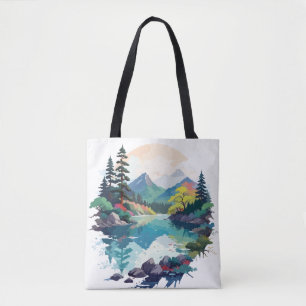 Bolso De Tela Paisaje Sereno Tranquilo Naturaleza Tranquila Arte