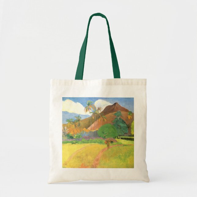 Bolso De Tela Paisaje tahitiano, montañas Tahiti, Paul Gauguin (Frente)
