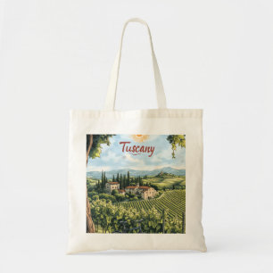 Bolso De Tela Paisaje toscano con viñedos y bicicleta