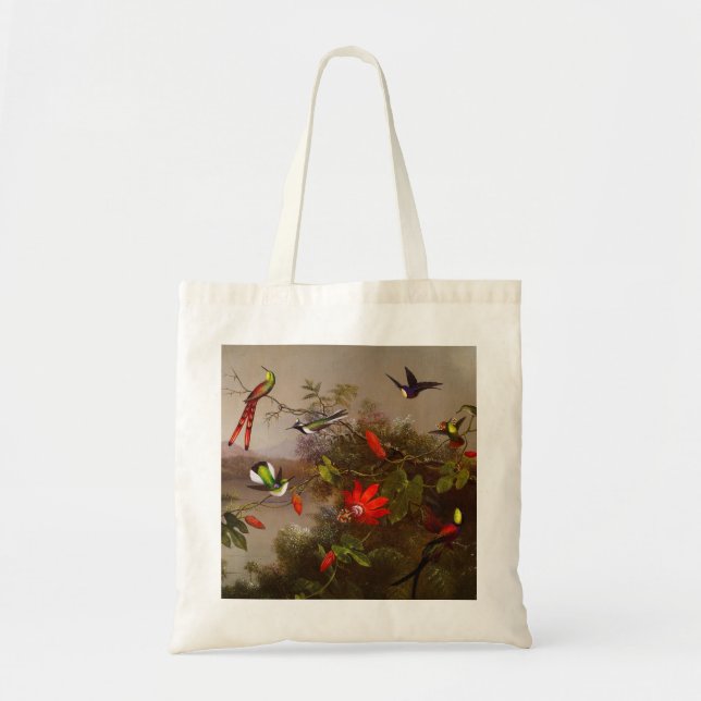 Bolso De Tela Paisaje tropical con 10 Hummingbirds Heade (Frente)