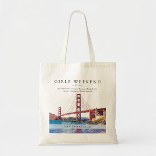 Bolso De Tela Paisaje urbano de San Francisco en acuarela para f