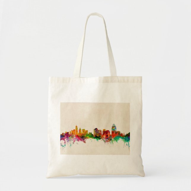 Bolso De Tela Paisaje urbano del horizonte de Cincinnati Ohio (Frente)