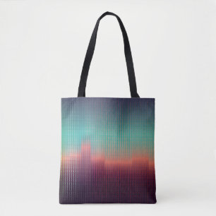 Bolso De Tela Paisaje urbano digital, cuadrados coloridos.
