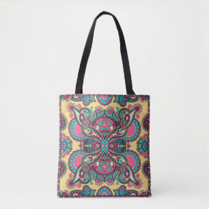 Bolso De Tela Paisley bandanna floral ornamental tradicional. Yo