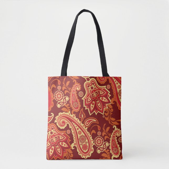 Bolso De Tela Paisley, flores: patrón ornamental sin costura (Anverso)
