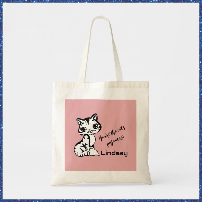 Bolso De Tela Pajamas de gato lindo y rosado (Subido por el creador)