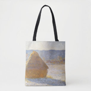 Bolso De Tela Pajar de trigo en la mañana, efecto de nieve por C