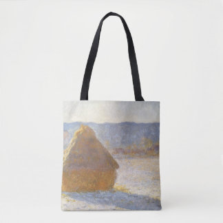 Bolso De Tela Pajar de trigo en la mañana, efecto de nieve por C