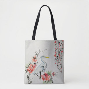 Bolso De Tela pájaro asiático hermoso de la grúa