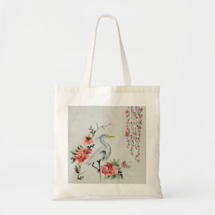 Bolso De Tela pájaro asiático hermoso de la grúa