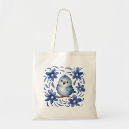 Bolso De Tela Pájaro azul con flores