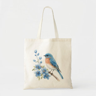Bolso De Tela Pájaro azul con flores azules