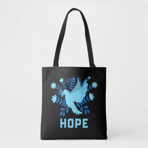 Bolso De Tela Pájaro azul de esperanza y paz - paloma