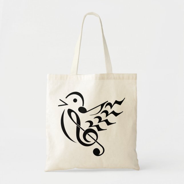 Bolso De Tela Pájaro cantante en vuelo (Frente)