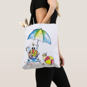 Bolso De Tela Pájaro caprichoso en la playa