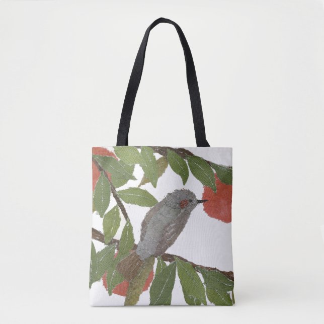 Bolso De Tela Pájaro, caqui, árbol, Bulbul, Oriental, japonés (Anverso)