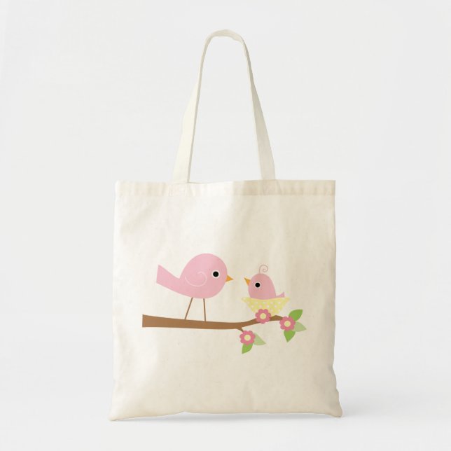Bolso De Tela Pájaro de bebé rosado (Frente)