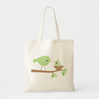 Bolso De Tela Pájaro de bebé verde