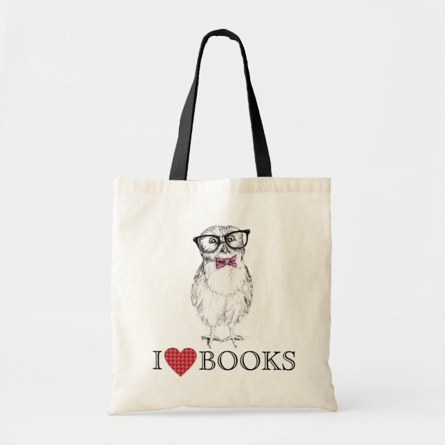 Bolso De Tela Pájaro de la biblioteca Nerdy Owlet (Frente)