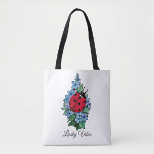 Bolso De Tela Pájaro De Ladybird Acuarela Con Flores Salvajes Az