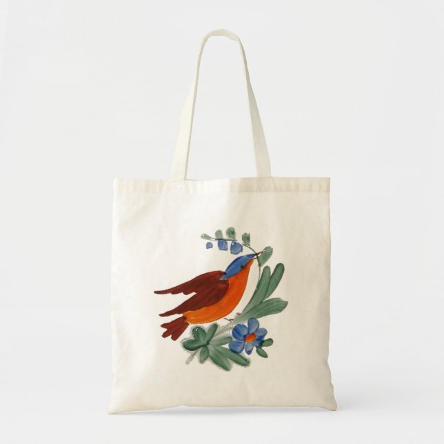 Bolso De Tela Pájaro del arte popular (Frente)