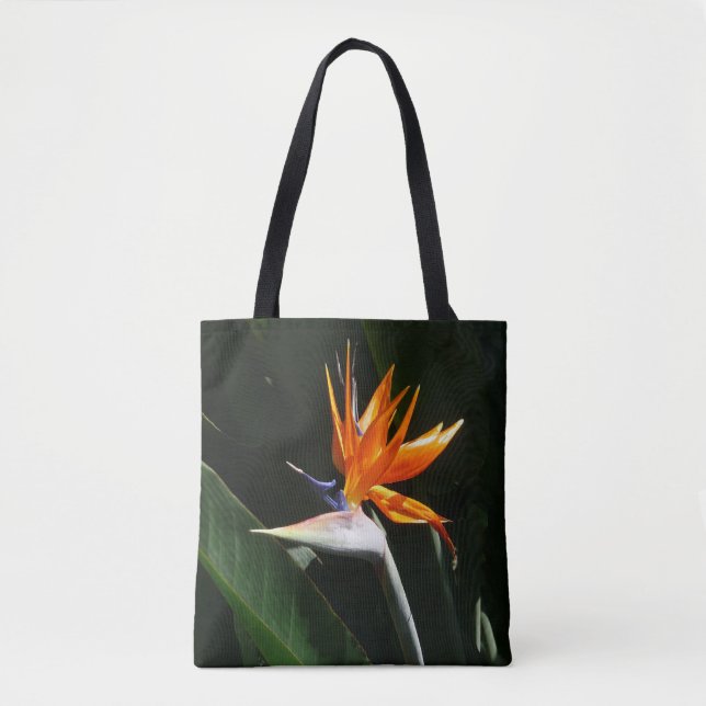Bolso De Tela Pájaro del Naranja del paraíso Flor tropical (Anverso)