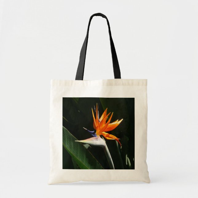 Bolso De Tela Pájaro del Naranja del paraíso Flor tropical (Frente)