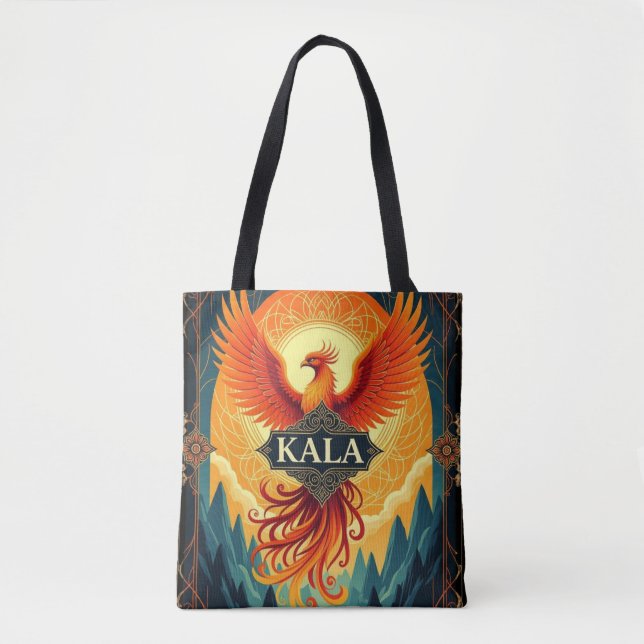 Bolso De Tela Pájaro Fénix Mítico - Fuego KALA (Anverso)