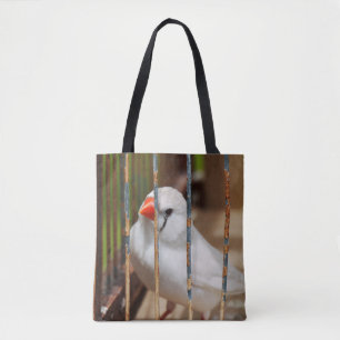 Bolso De Tela Pájaro finco de cebra blanca en jaula