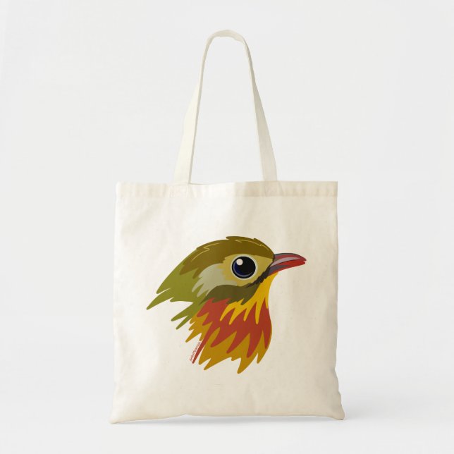 Bolso De Tela Pájaro Leiothrix con billetera roja —simplificado (Frente)