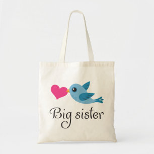 Bolso De Tela Pájaro lindo con la hermana grande del corazón d