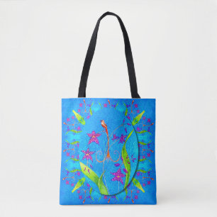 Bolso De Tela Pájaro Orquídea Pequeño y Bonito