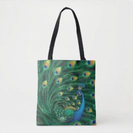 Bolso De Tela Pájaro Pavo Real Azul