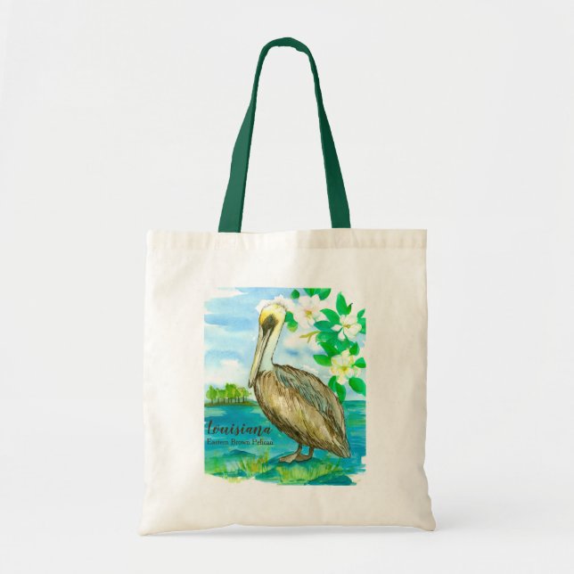 Bolso De Tela Pájaro Pelican Lago Ponchetrain Watercolor (Frente)