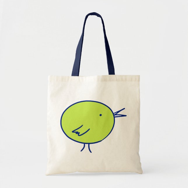 Bolso De Tela Pájaro verde y azul (Frente)