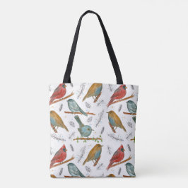Bolso De Tela Pájaros acuáticos del Cardenal Bluebird Chickadee