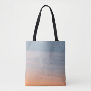BOLSO DE TELA PÁJAROS EN LOS CIELOS AZUL Y NARANJA