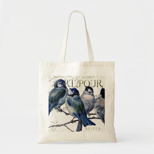 Bolso De Tela Pájaros en una rama (Frente)