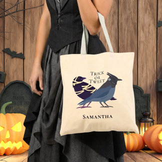 Bolso De Tela Pájaros Lindos con Disfraz de Halloween Truco o Tu