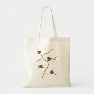 Bolso De Tela Pájaros marrones. 茶 色 の 小 鳥 達