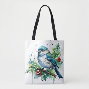 Bolso De Tela Pájaros pequeños y verdes Navidades