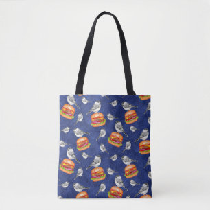 Bolso De Tela Pájaros Tahoe Cheeseburger tosados en azul profund