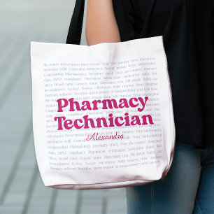 Bolso De Tela Palabra de tipografía de técnico de farmacia de no