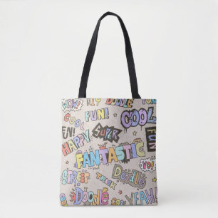 Bolso De Tela Palabras de doodle Leer palabras Guay Mano diverti
