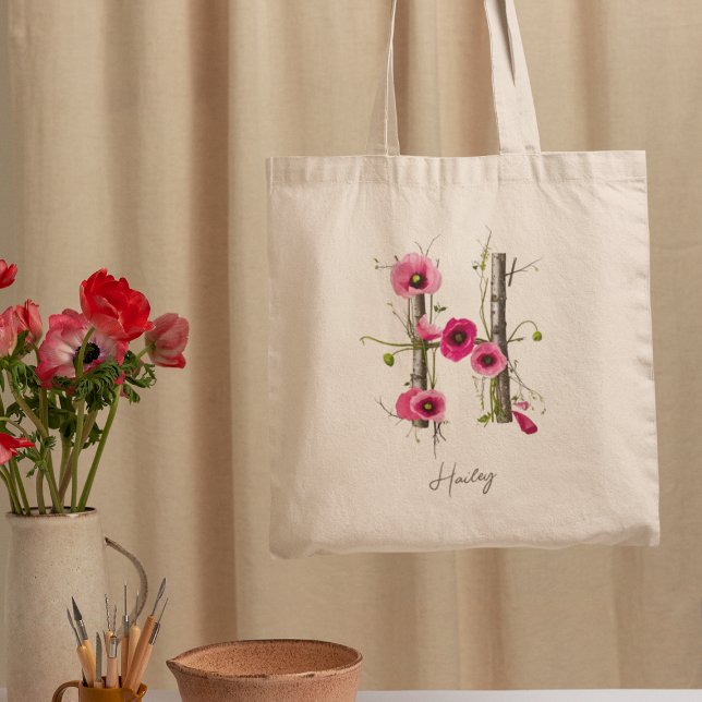 Bolso De Tela Palabras elegantes Letra 'H' Monograma Nombre pers (Subido por el creador)