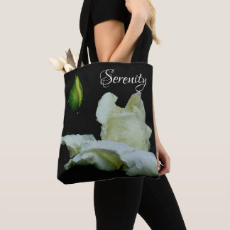 Bolso De Tela Palabras Inspiradoras Serenity White Rosebud 