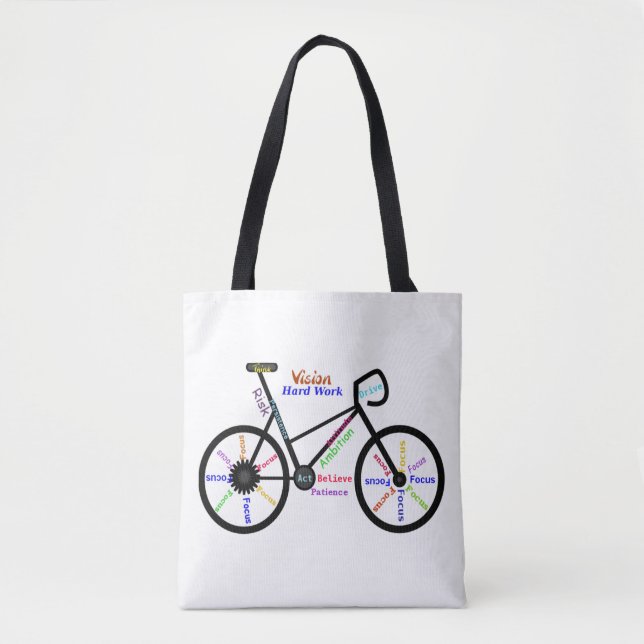 Bolso De Tela Palabras motivacionales, ciclismo, ciclismo (Anverso)