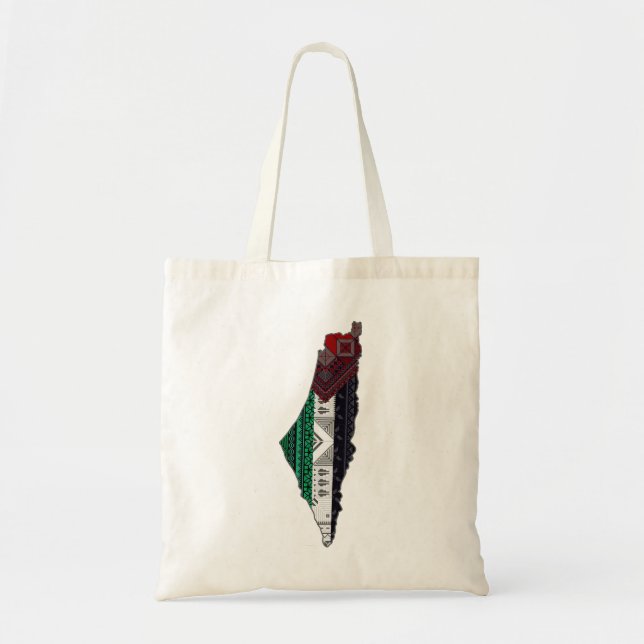 Bolso De Tela Palestina Embroidery tatreez Mapa de la bandera de (Frente)