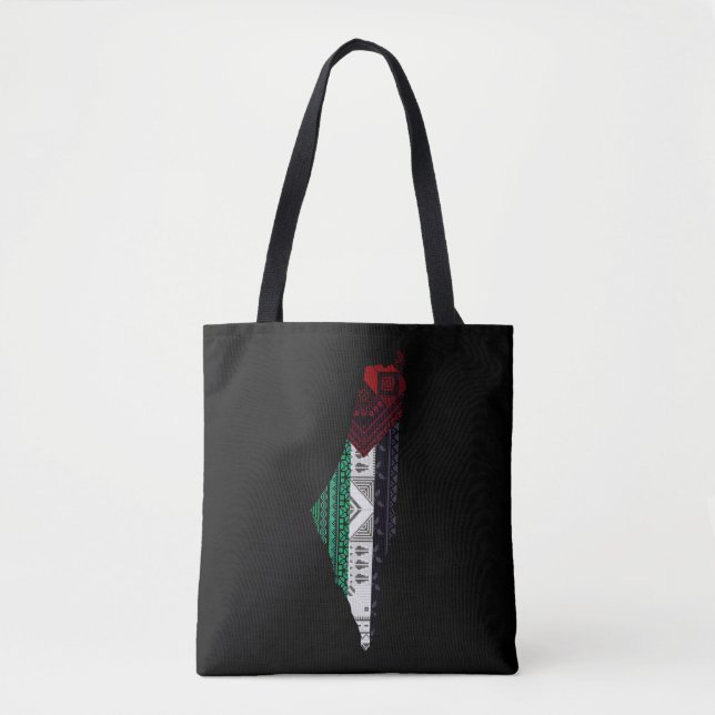 Bolso De Tela Palestina Embroidery tatreez Mapa de la bandera de (Anverso)