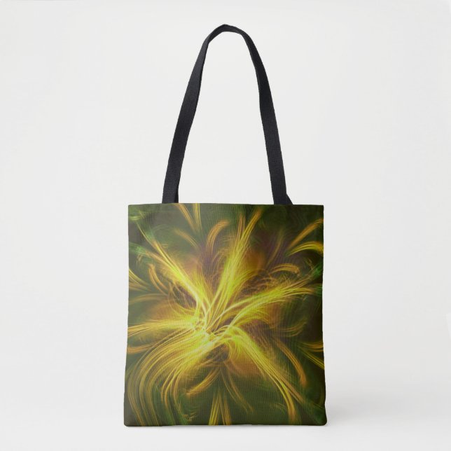 Bolso De Tela Paleta amarilla de flor fractal de tote (Anverso)